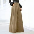 thumbnail image 3 of WREESH Womens Long Palazzo Pants Solid Colo High Waist Wide Leg Pants Pocket Pants Fashion Pants Khaki, 3 of 7
