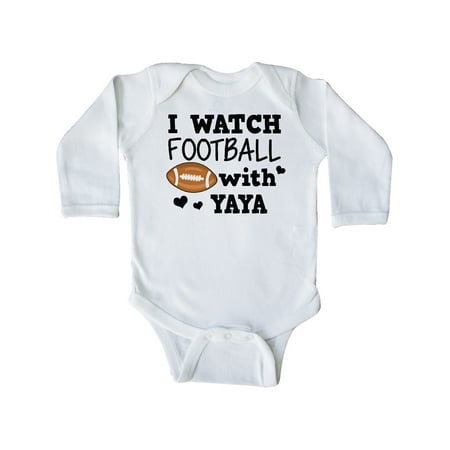 

Inktastic I Watch Football with My Yaya Gift Baby Boy Long Sleeve Bodysuit