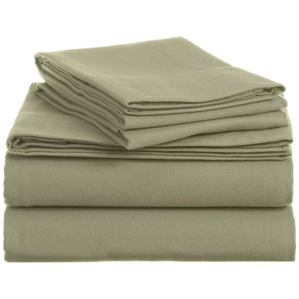 Home Classics Flannel Sheet Set Solid Green Twin Bed ...