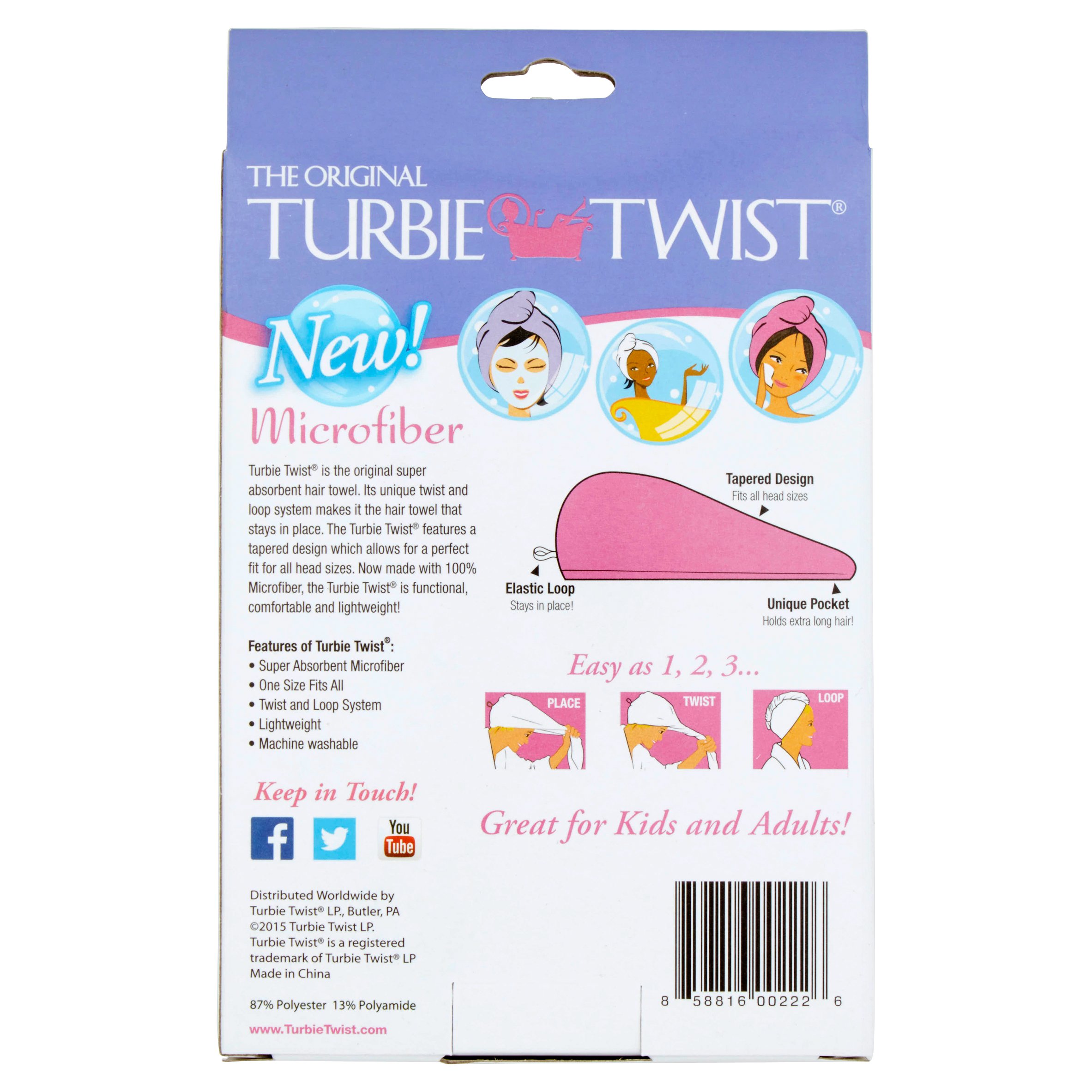 Turbie Twist the Original Microfiber Super-Absorbent Hair Towel, Colors May Vary - image 3 of 6