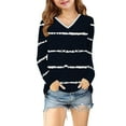 thumbnail image 5 of Ugoldhm Girls Fall Shirts Striped V Neck Long Sleeve Casual Tops Tunic Fall Trendy Tees, 5 of 8