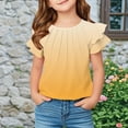thumbnail image 2 of zbxnLI Girls T Shirts Crew Neck Pleated Short Sleeve Cute Blouses Summer Causal Tops Size 5-12 Years, 2 of 6