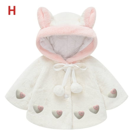 

Verugu Toddler Baby Girls Boys Winter Coat Thicken Warm Jackets Baby Hooded Snow Outwear Coat Kids Solid Color Plush Cute Rabbit Ears Winter Hoodie Thick Coat Cloak White 6-12 Months