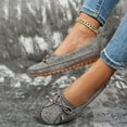 thumbnail image 6 of Moccasins Women Slip on Penny Loafers Orthopedic Flat Shoes Bowtie Round Toe Hollow out Casual Walking Shoes Grey Size 9, 6 of 9