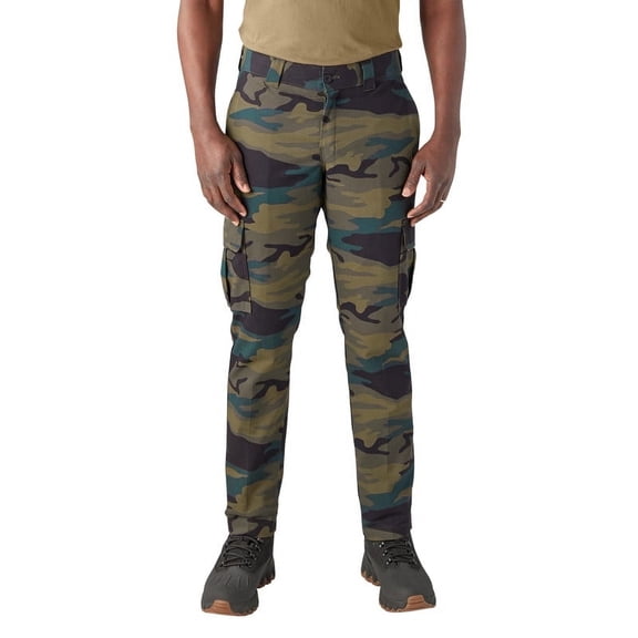 Dickies Men's Slim Fit Cargo Pants, Hunter Green Camo, 32X32
