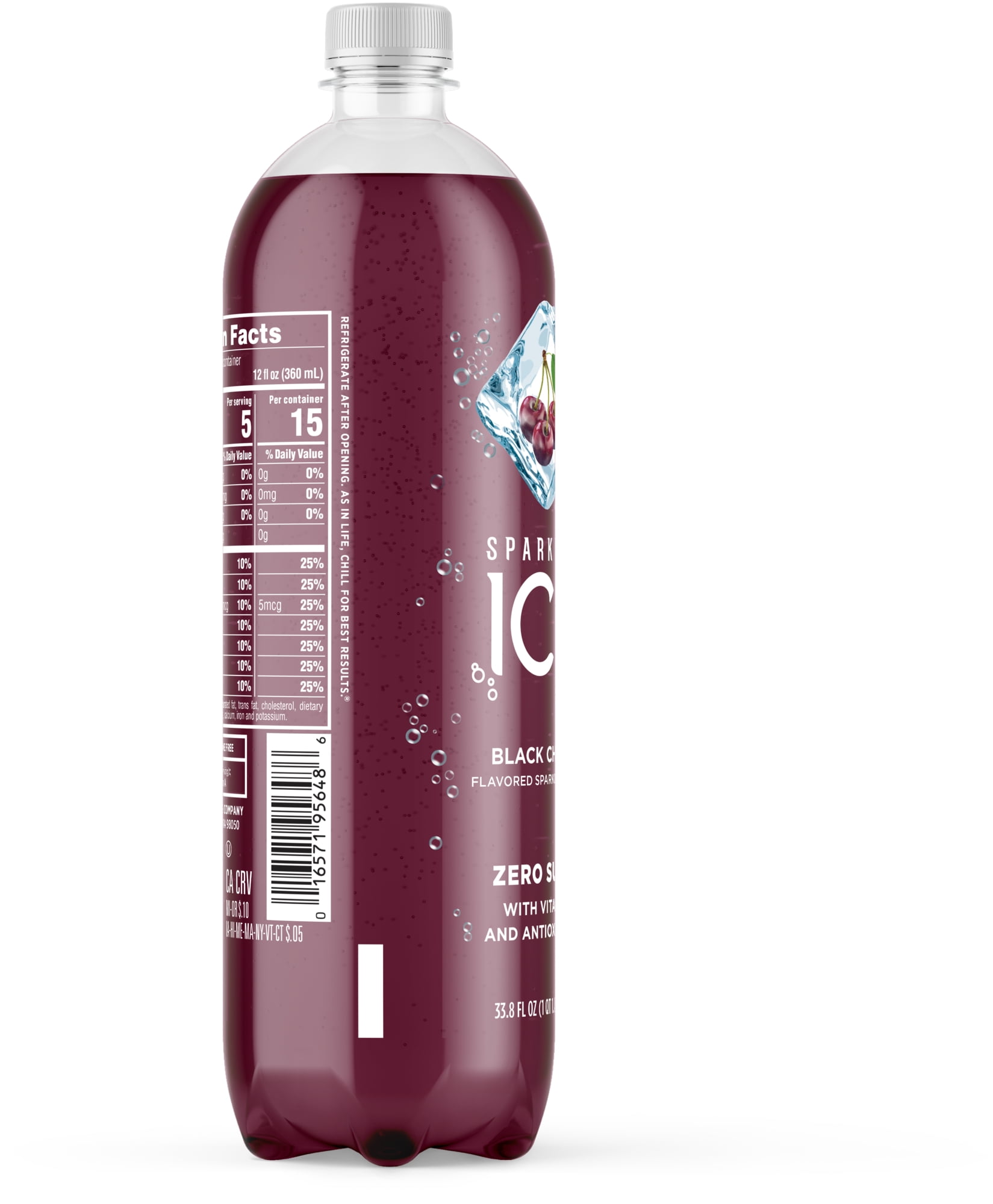 Sparkling Ice Zero Sugar Flavored Sparkling Water, Black Cherry 1L (33.8oz) Bottle