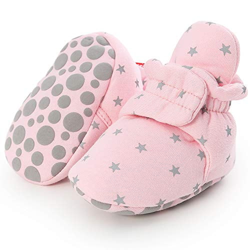 Sawimlgy Infant Baby Girl Boy Cotton Booties Soft Stay On Slippers Shoes Non-Skid Sock Boots Grippers Newborn Toddler Crib Winter Shoe First Gift 