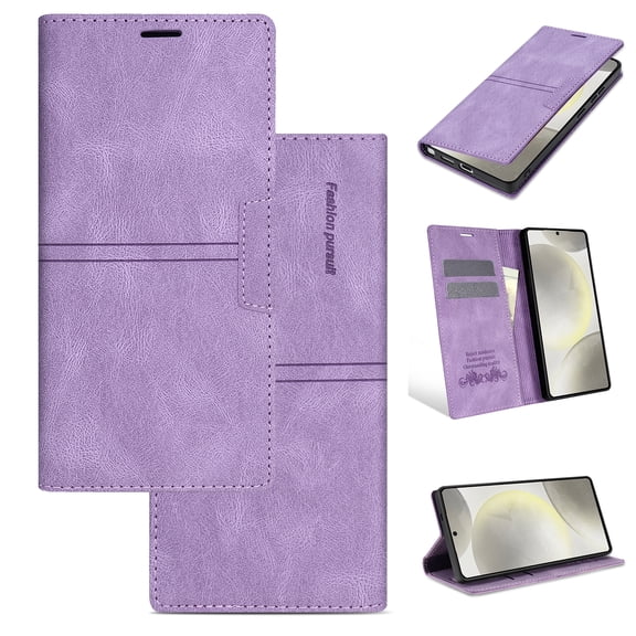 Premium Wallet Case For iPhone 17 Pro Max,Vintage PU Leather Flip Folio Cover with RFID Blocking Card Holder Slots & Viewing Stand, Magnetic Closure Full Body Protective Phone Case,Purple