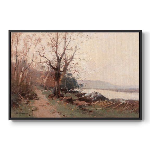 Vintage Landscape-CCCLVIII By Wexford Home Framed in Black Wood Gallery Wrapped Canvas 17 in. x 25 in.
