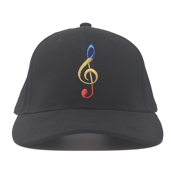Cool Rhythm Premium Cotton Adult Unisex Embroidered Music Symbol Adjustable Baseball Cap-Black