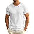 thumbnail image 2 of Qzwdhjm Tops for Men Short Sleeve Solid Basic Tees Crew Neck Slim Fit T-Shirt Soft Comfy Summer Casual Shirts for Dailywear, 2 of 7