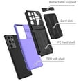 thumbnail image 2 of Feishell for Samsung Galaxy S22 Ultra Wallet Case Credit Card Holder Stand Kickstand Rugged Hard PC + Soft TPU Shockproof Heavy Duty Defender Armor [Military Grade Protection] Grip Case, Purple, 2 of 9