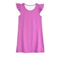 thumbnail image 2 of gljltg Baby Summer Girl's Cute Solid Round Neck Flying Sleeve Dress, 2 of 3