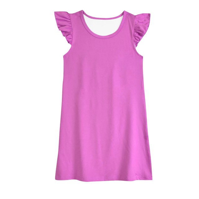 Plebaso Baby Girls Dresses Summer Round Neck Flying Sleeve Gradient Color Sundress Kids Fashion Clothes