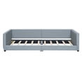 thumbnail image 6 of Queen Size & Twin XL Size Upholstered Platform Bed, Grounded Bed Mother & Child Bed with Three-side Upholstered Rail, PU Leather Floor Platform Bed Frame with Slats, No Box Spring Needed, Gray, 6 of 8