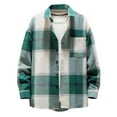 thumbnail image 4 of Dezsed Shacket Jacket Men Men's Single-breasted Casual Plaid Woolen Shirt Jacket Top Green L, 4 of 4
