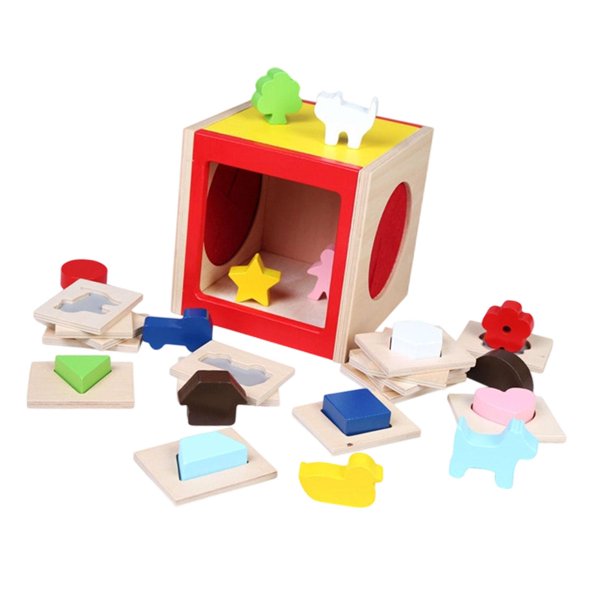 KZSAORN Juguete Montessori De Madera Con Tapas Intercambiables – Clasificación De Formas Y Colores, Bloques Con Engranajes, Motricidad Fina Desde 1 Año