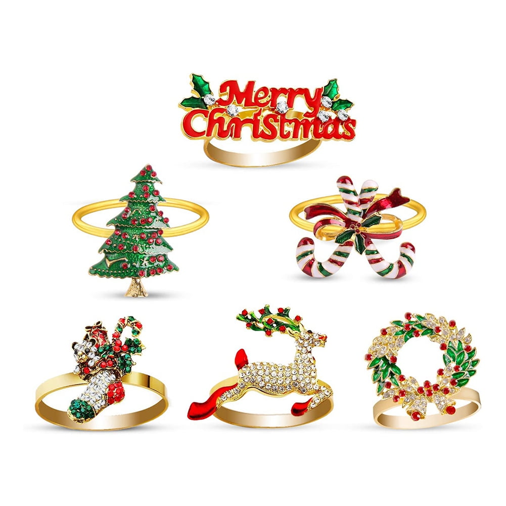 Set of 6 Jingle Bells Napkin Rings Christmas Napkin Ring Napkin Ring Holiday Table Christmas Table decor Dinner Decor 