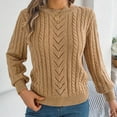 thumbnail image 7 of Women's Long Sleeve Shirt Cable Knit Long Sleeves Crew Neck Soft Casual Pullover Sweaters, 7 of 7
