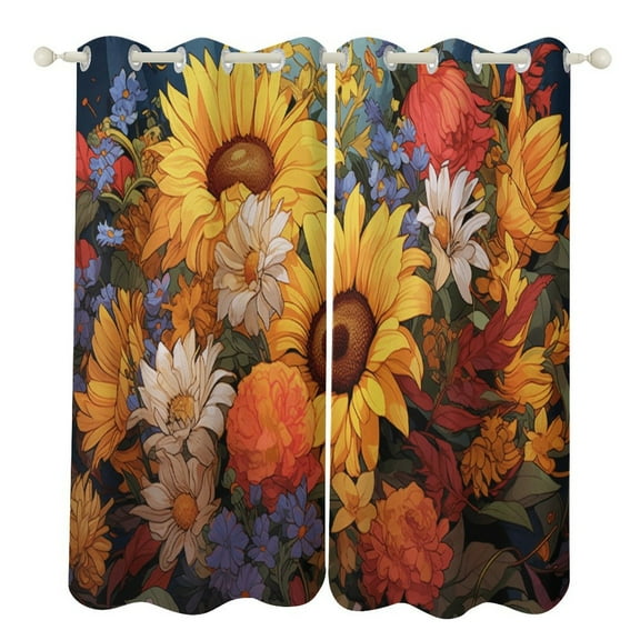 Sunflower Blackout Curtains for Bedroom Curtains Insulated Room Darkening Window Drapes for Living Room