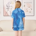 thumbnail image 4 of Silky Satin Kids' Pajama Set Breathable & Smooth Unisex Button-Down Pajamas Water Texture Background, 4 of 8