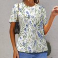 thumbnail image 6 of Floral Colorful Flower Women's Short Sleeve T-Shirt Crew Neck Casual Summer Trendy Loose Fit Tops, 6 of 6