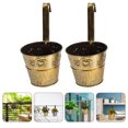 thumbnail image 6 of 2pcs Hanging Flower Pot Vintage Metal Flower Planter for Balcony Railing Fence, 6 of 8