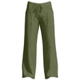 thumbnail image 4 of Men's Baggy Cotton Linen Pants Pleated Wide Barrel Leg Trousers Drawstring Summer Beach Casual Pants Size 2XL Army Green, 4 of 5
