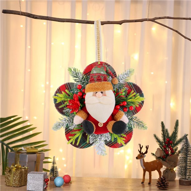 Decoración para colgar la puerta del árbol de Navidad | Adorno de tela multicolor | Colgante de pared navideño ligero y duradero | 29x28,5x7 cm | Decoración para fiestas de casas de vacaciones | 180g