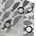 thumbnail image 4 of Ambesonne Fish Grommet Curtain, Sea Animals Black White, 50" x 96", Black White, 4 of 6