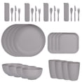 thumbnail image 1 of Nvzi 32pcs Wheat Straw Dinnerware Sets for 4 - Lightweight Unbreakable - Microwave Dishwasher Safe - Perfect for Picnic, Dorm,Camping Plates Cups and Bowls Set -Grey, 1 of 5