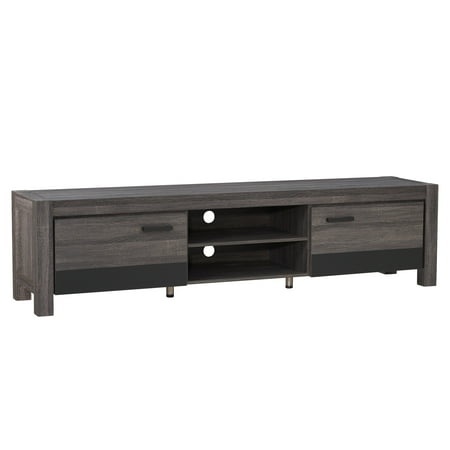 CorLiving - Joliet Duotone TV Bench for TVs up to 95" - Distressed Carbon Grey, Black Duotone