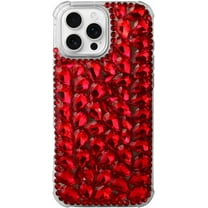 Case for iPhone 16 Pro Max,iPhone 16 Pro Max Case,3D Handmade Sparkle Stunning Stones Crystal Diamond Bling Glitter Girls Women Shockproof Phone Case for iPhone 16 Pro Max,6.9 inch 2024 (Red)