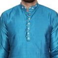 thumbnail image 6 of SKAVIJ Men's Tunic Art Silk Kurta Ethnic Indian Long Casual Shirt Party Medium Turquoise, 6 of 6