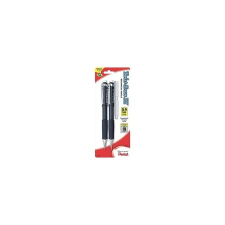 Pentel Twist-Erase III Mechanical pencil, (0.9 mm) with (2) Eraser Refills 2-Pack, Assorted Barrel Colors