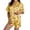 144-Yellow, variant on Womens Silk Pajamas Set 2 Pcs Button Down Silk Pjs Shorts Set Ruffle Notch Collar Pink Skull Pumpkin Loungewear Set Soft Comfy Gothic Sleepwear with Pockets