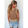 thumbnail image 3 of Ahlaray Chic V-Neck Knit Vest with Chevron Stripes - Light French Beige, Sizes S-XL, 3 of 8