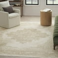 thumbnail image 5 of 8' X 10' Beige and Ivory Medallion Power Loom Distressed Area Rug, 5 of 10