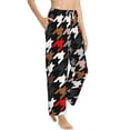 thumbnail image 2 of Sigee Houndstooth Green Red Print Women's Soft Pajama Pants - Breathable and Comfortable Lounge Sleep Bottoms with Elastic Waistband and Pockets-XX-Large, 2 of 9