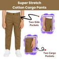 thumbnail image 2 of 2-Pack Boy’s Super Stretch Cotton Cargo Pants – Comfortable & Functional Fit, 2 of 5