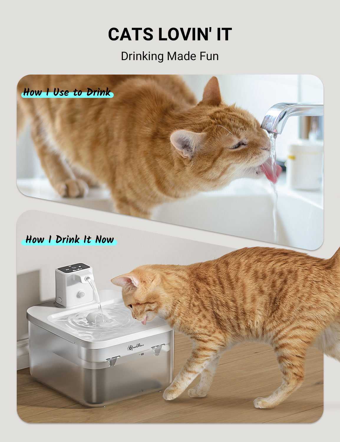 DownyPaws Wireless Cat Water Fountain White