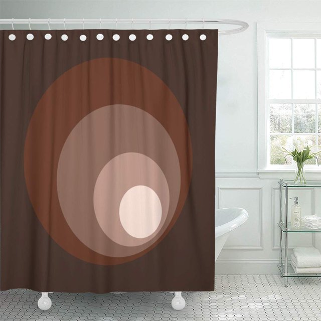 Cortina de Ducha ABPHQTO Color Retro Círculos Marrón Óxido Topo Crema 150x180 cm