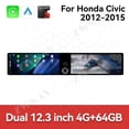 thumbnail image 1 of ZWNAV Dual 12.3 inch Screen Car Radio For Honda Civic 2012-2015 Android GPS Navigation Multimedia Video Player Stereo Receiver Head Unit, 1 of 12