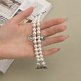 thumbnail image 2 of Dwitch Elastic Beaded Bracelet Strap Compatible with Apple Watch Band 38/40/41/42mm(S10) Series 10/9/ 8/7/SE,Women Fashion Pearl Stretchy Jewelry Strap for iWatch Bands Series 10 9 8 7 6 5 4 3 2 1,A, 2 of 6