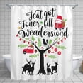 thumbnail image 1 of Festive Christmas Shower Curtain with Red Truck, Tree, Reindeer & Santa Hat, 1 of 5
