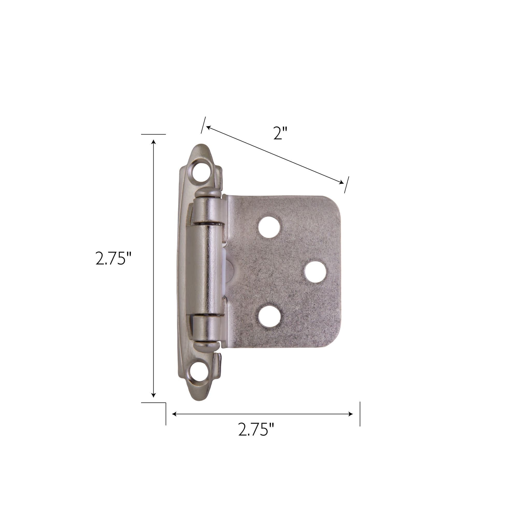 Design House Steel Semi-Concealed Overlay Hinges for Kitchen Cabinets, 20-Pack