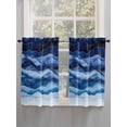 thumbnail image 3 of Tier Curtains 45 Inches Long, Navy Blue Ombre Window Treatment Curtain Drapes, Modern Moire Abstract Art Luxury Window Half Privacy Curtains for Bedroom Bathroom, 42"x45", 2 Panels, 3 of 7