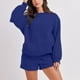 thumbnail image 1 of ICHUANYI Clearance Women Fashion Round-Neck Blouse Long Sleeve Tops Sweatshirt Shorts Casual Suit Sets(Dark Blue, XXL) ICHUANYI WER2023080913274, 1 of 7