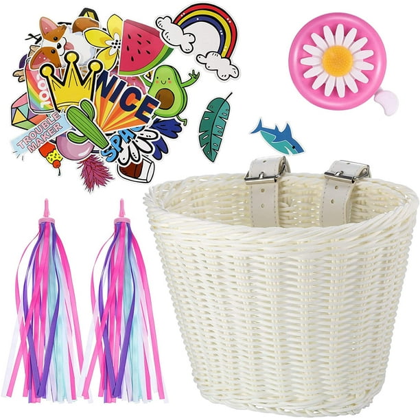 Kid's Bicycle Basket Streamers Set, Unicorn Children's Bike Handlebar