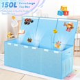 thumbnail image 2 of Extra Large Toy Box, Toy Box for Kids Boys Girls, Collapsible Sturdy Toy Storage Organizer with Mesh Pockets, 41"x14"x16" Kids Toy Chest Boxes Bins Baskets for Nursery, Playroom, Blue, 2 of 14